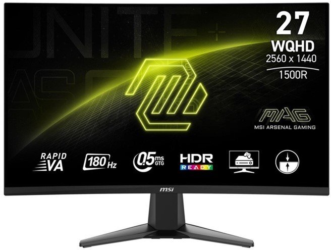 MSI 27" QHD 2K 1440P 180Hz with AMD FreeSync Sync 0.5ms HDR Ready support VRR Ai Vision Less Blue Light Anti-Flicker Curved Gaming Computer Monitor